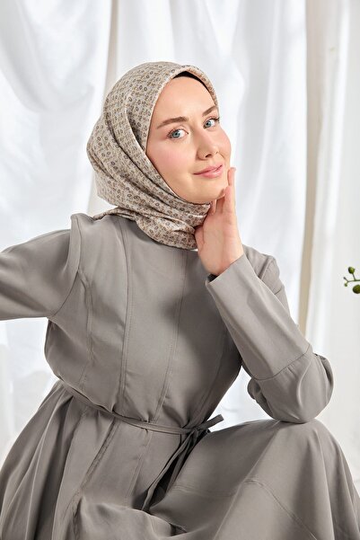 Silk Home Twill Silk Scarf Mini Bouquet Light Gray