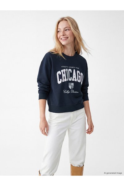 LC Waikiki Hanorac de damă cu guler rotund și imprimeu Chicago