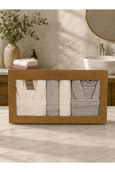 Bella Home 8 Piece Crinkle Family Bathrobe Set |   Dowry Box & Daily Use |   ...