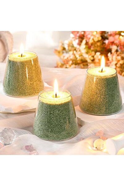 Mirfa Pearled Candle Wax Sand With 20 Eco Wicks - Green - 1Kg