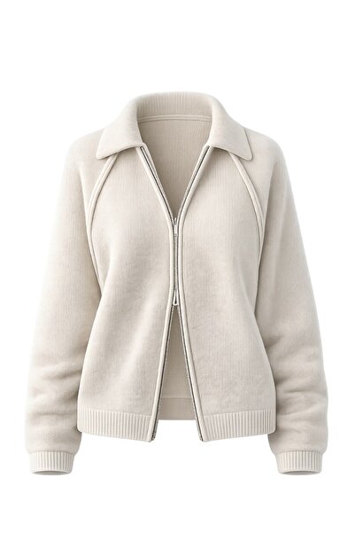 Retrobird Rosalie Oversize Polo Collar Double Zipper Knitwear Cardigan Women'...
