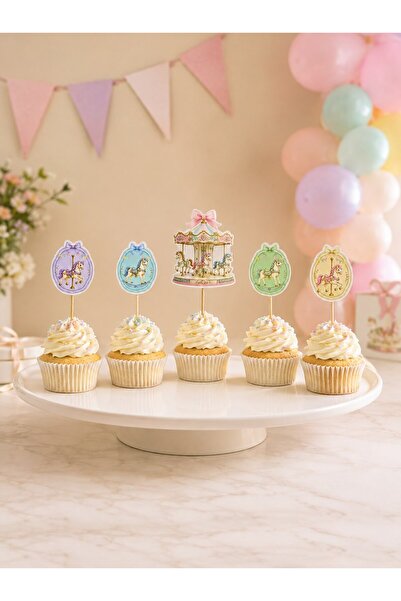 Parti Adresi Atlı Karınca Temalı Cup Cake Kürdanı – Doğum Günü Sunum Dekoru 1...