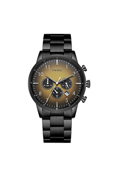 TRNDA Men's Black Stainless Steel Watch, Cedar Brown Dial | Trn-M43b