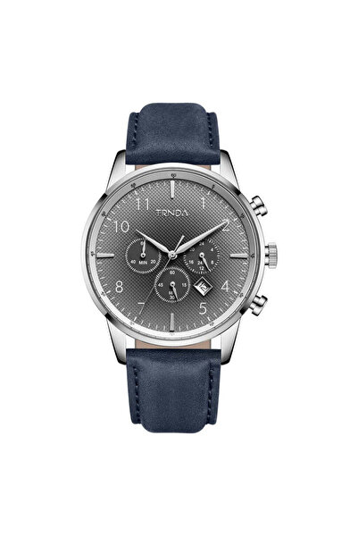 TRNDA Men's Stainless Steel Watch, Blue Leather Band | Trn43mm