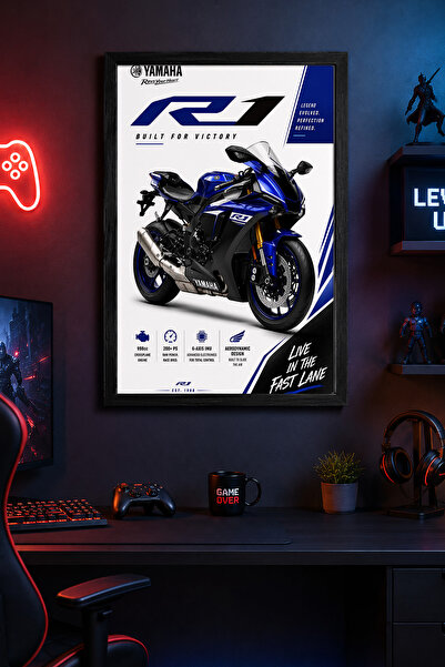 Charmbi Yamaha R1 Wooden Framed Poster Gift Wall Art Premium Print 15X21 |   ...