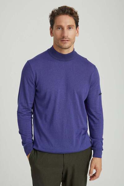 Silk and Cashmere Mor İpek Kaşmir Yarım Balıkçı Yaka Utku Triko