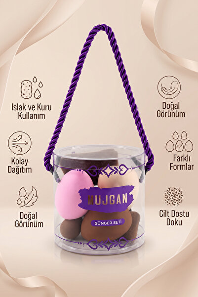 MUJGAN 8’li Kavanozda Pudra Fondöten Makyaj Sünger Seti