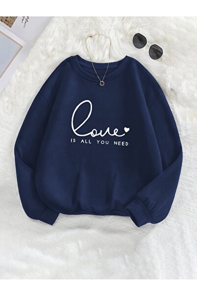 uyguntarz Unisex Allineed Printed Crew Neck Sweatshirt