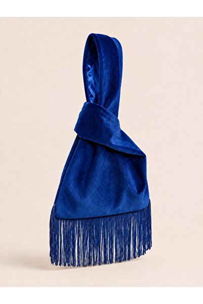 Gece Mavisi Kadife Knot Bag