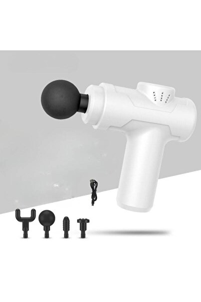 GUN MINI-8211 Şarjlı Sporcu Koşucu Darbeli Titreşimli Masaj Aleti 6 Kademeli 1800MAH-BEYAZ