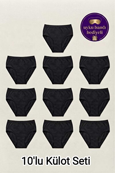 Sedef Yıldızı Women's 10-Pack Black Plus Size High Waist Cotton Elastic Waist...