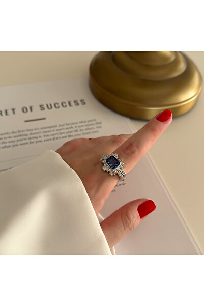 Alice İsstanbul Silver Ezme Navy Blue Stone Ring