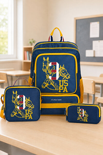 U.S. Polo Assn. 3-Piece School Bag Set with Lunch Box and Pen Holder Plçan24206