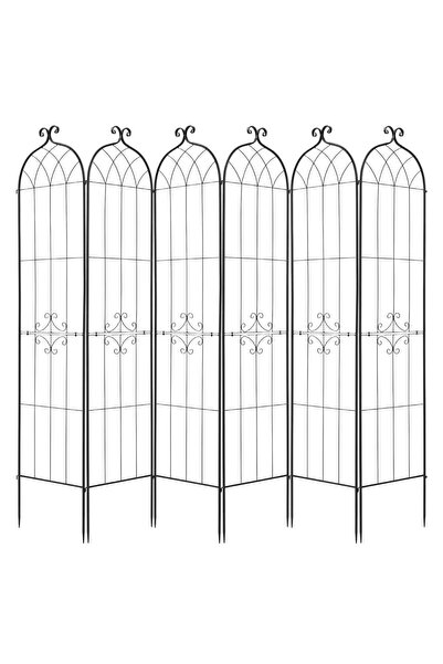 Vivatechnix Set 6 x spalier metalic pentru gradina, 220 x 52.5 cm, Otel, Negr...