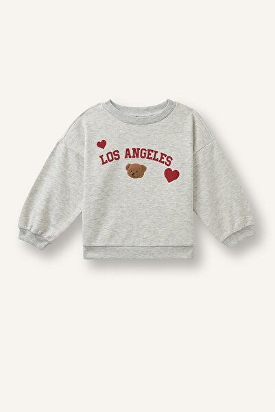 DeFacto Regular Fit Crew Neck Printed Thick Sweatshirt Baby Girl I1707A526Au