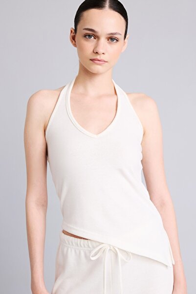 DeFacto Fitted Asymmetrical Cut Halter Neck Jacquard Basic Undershirt I3712Ax...