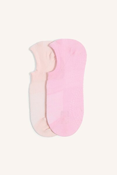DeFacto Women's Ballerina Cut Non-Slip Sole 2-Piece Cotton Pilates Socks I128...