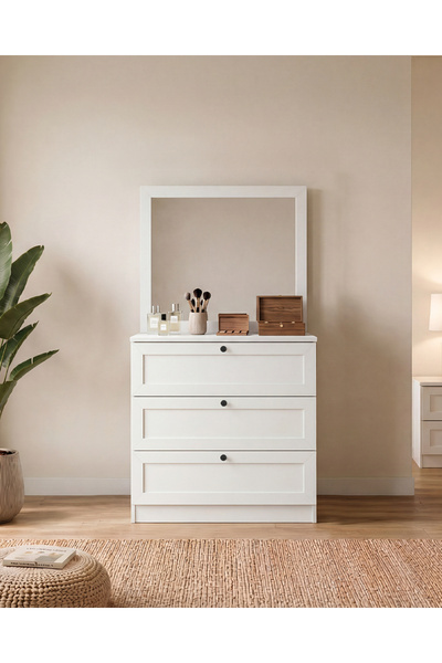 SARMOBİ Terra Aynalı Şifonyer Y:139 G:75 D:42 / Beyaz