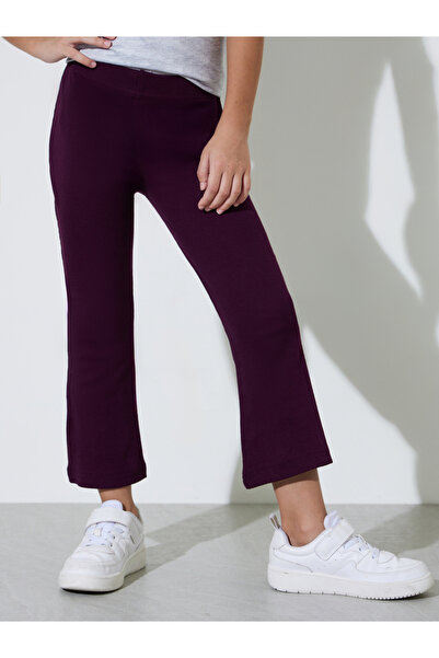Styli Girls Purple Ribbed Fit and Flare Leggings