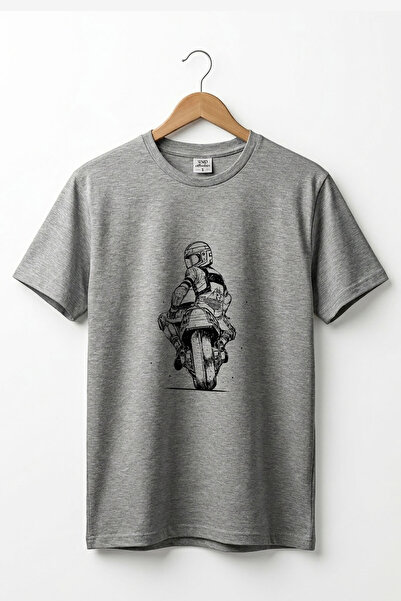 The Baski Unisex Motorcycle Drawing Printed Cool Short Sleeve Crew Neck 100% ...