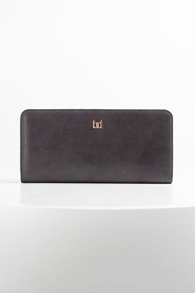 BAYDERİ Corisa Women's Leather Wallet Dark Gray
