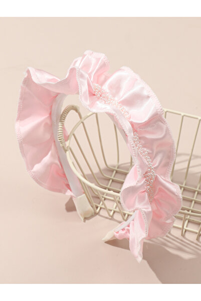 Take Two By Styli Girls Pink Beads Embellished Ruffled Headband