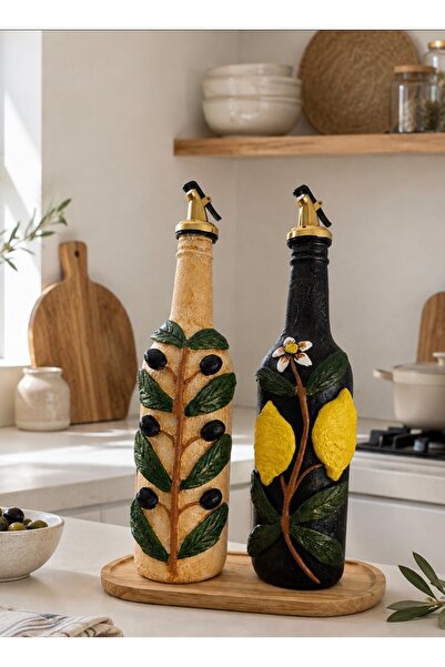 Rembox Oil Pot Set of 2 750 ml Mediterranean Wind |   Handmade Olive & Lemon ...