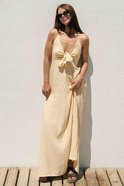 İKİKIZ Linen Blend Flounce Dress