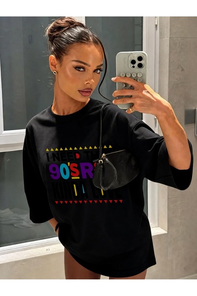Generic Brand 90's Retro Typography with Colorful Text,women's t-shirt,everyd...