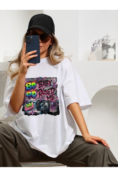 Generic Brand 80's Baby 90's Raised Me Retro Music Design,crew neck,short sle...