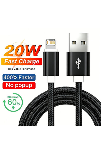 choice2 1.5m Black 20W Braided USB Fast Charging Cable For iPhone 11 12 13 mi...
