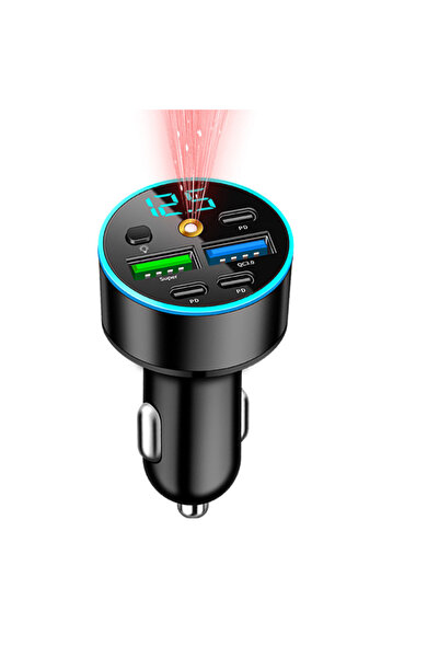 Choice Black 66W 5 Port Car Charger Fast Charging 2USB 3PD USB Type C Car Pho...