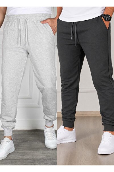 TORUK MAKTO Set of 2 Unisex Ribbed Leg Sweatpants Jogger Comfortable Fit Dail...