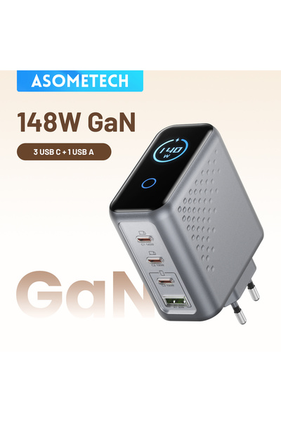 Choice US Plug 148W GaN USB Type C Charger with Display 140W PD3.1 3.0 QC4.0 ...
