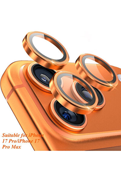 Choice Tempered glass 17Pro 17ProMax Orange Orange Metal Glass Camera Lens Pr...