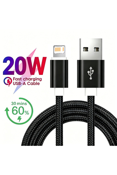 choice2 1m Black 20W USB Fast Charging Cable For iPhone 11 12 13 Mini 14 Pro ...
