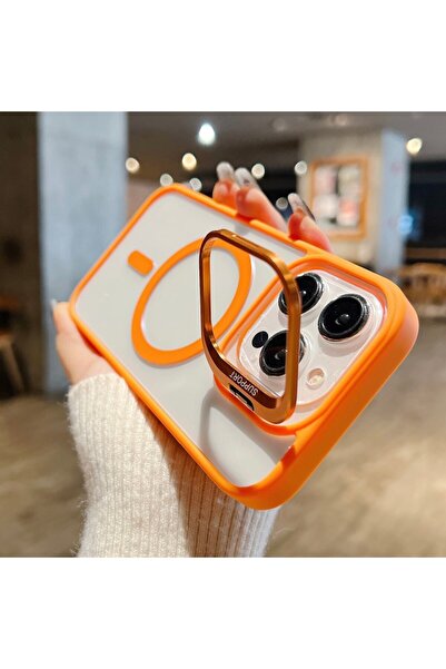 Choice9 For iphone16 Ornage For Magsafe Stand Glass Lens Protector Case For I...