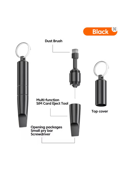 Choice no black 3 in 1 SIM Card Ejector Pin Portable Keychain Earphone Cleani...