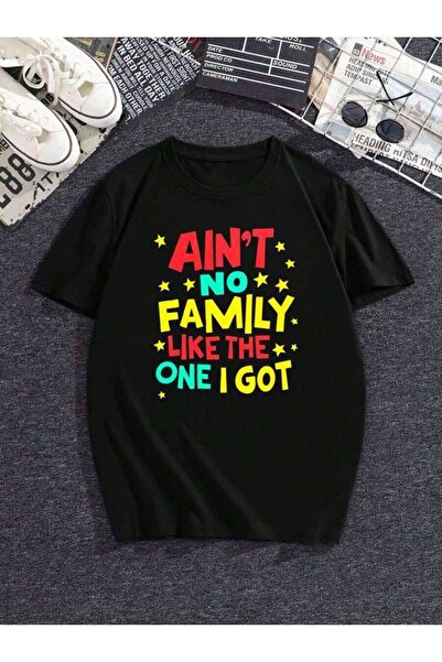 9JY Men's Family-Themed Printed Text Short Sleeve T-Shirt - Casual Crew Neck ...