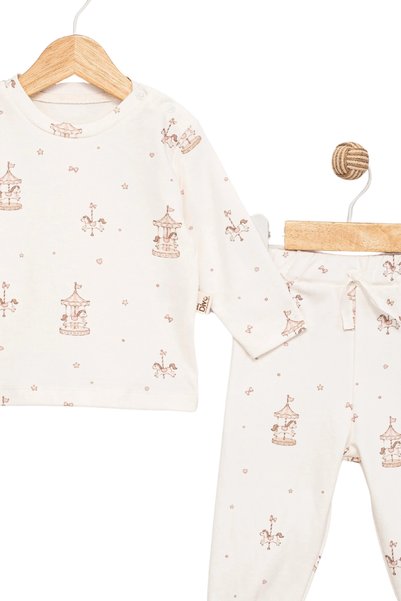 Divonette Kız Bebek Sevimli Atlıkarınca Baskılı Pijama Takımı