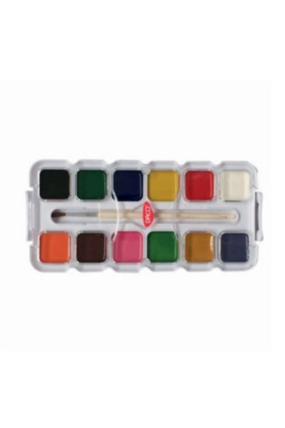 daço Acuarele 12 culori semi-uscate Pensulă