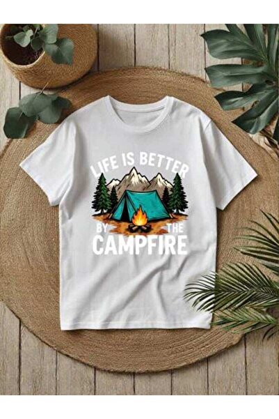 23ERVA Women's Outdoor Adventure T-Shirt - Campfire Forest Print, Lightweight...