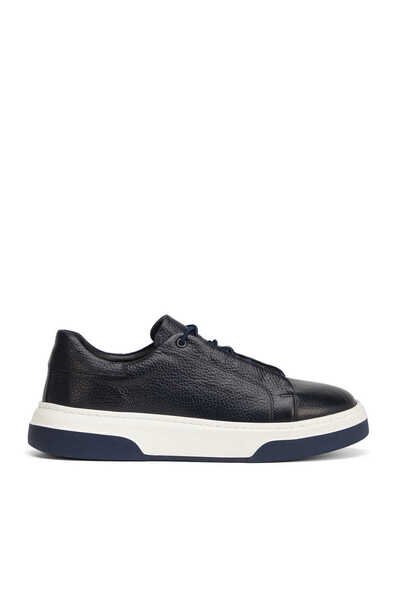 Tergan Lacivert Hakiki Deri Erkek Sneaker - E25S1AY57424-A38