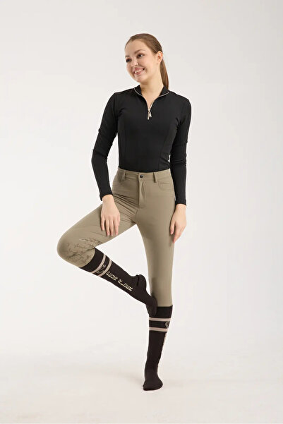 PEUR RIDER SHOP Active at Ritim Patterned Knee Women's Riding Pants Olive Color