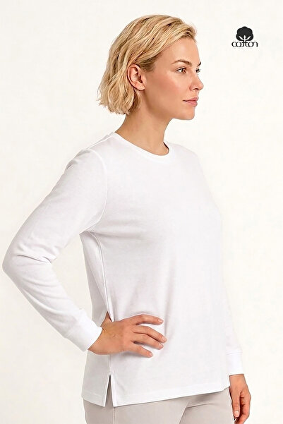 Cottonland Tricou BELINDA Basic pentru femei, cu mânecă lungă, croială normal...