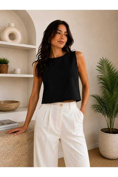 GİYİYORUM Women's Sleeveless Round Neck Basic Bluz