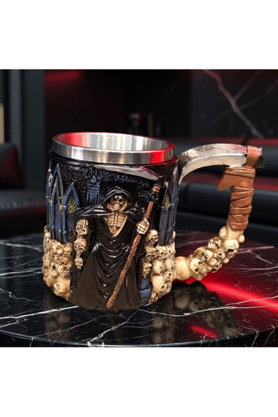 Kuru Kafa Motorcu Tasarımlı Metal Kupa Bardak