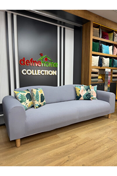 Defne Home 3+3+1+1 Vera Kumaş Lastikli Giydirme Koltuk Örtüsü VERA-26 (Buz Mavi)