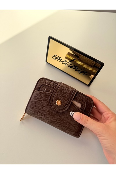 emelimin Women's Brown Wallet with Removable Card Holder and Snap Closure, Mu...