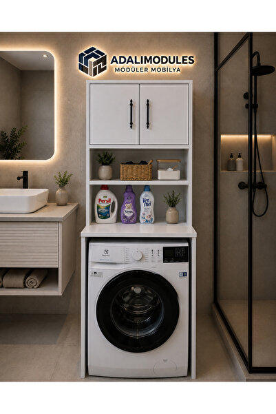 ADALIMODULES Deniz İki Kapaklı Çamaşır Makinesi Üstü Banyo Düzenleyici 2 Bölm...